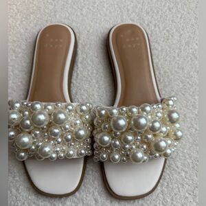A New Day Women's Sandals with Pearl Accents - Cream